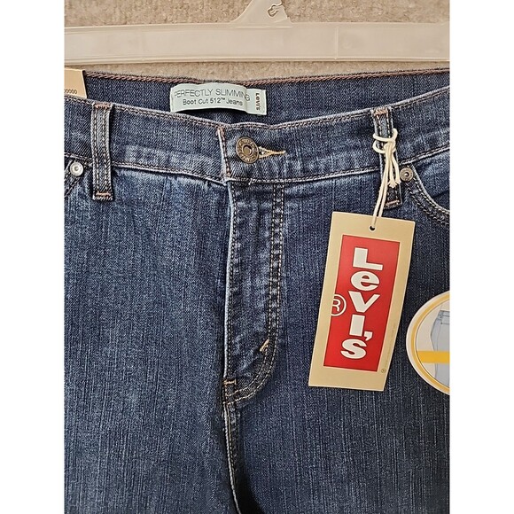 Levis 512 Perfectly Slimming Bootcut Jeans Women 16 Blue Medium Wash Stretch NEW - Picture 3 of 10